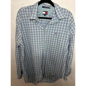 Tommy Hilfiger XL Blue Plaid Long Sleeve‎ Button Down Casual Shirt